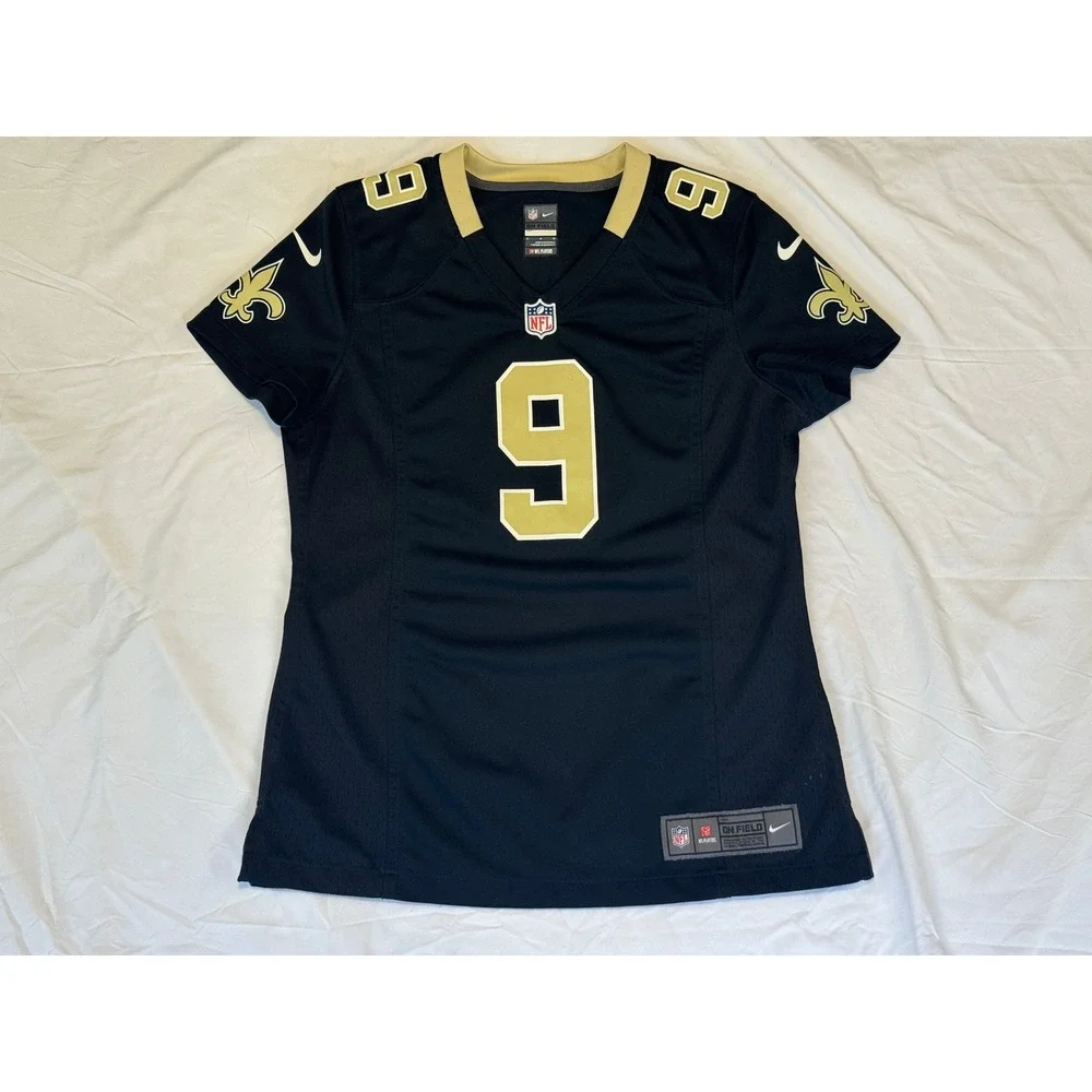 Nike New Orleans Saints Drew Brees 9 NFL Jersey Womens Medium Black Gold 80577